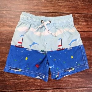 Beach Sailboat Dolphin Swim Suit Trunks Ocean Lake Theme